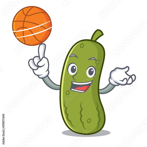 With basketball pickle character cartoon style