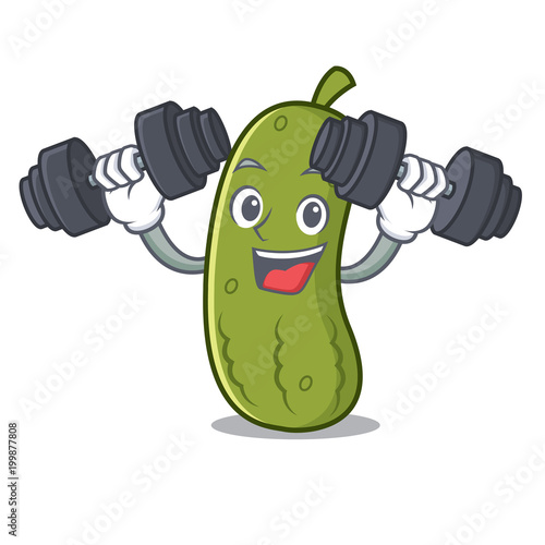 Fitness pickle character cartoon style