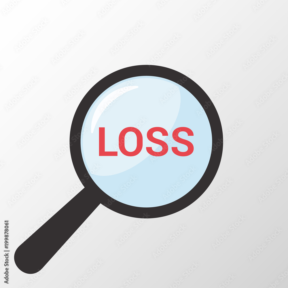 Business Concept: Magnifying Optical Glass With Words Loss Business Concept: Magnifying Optical Glass With Words Loss
