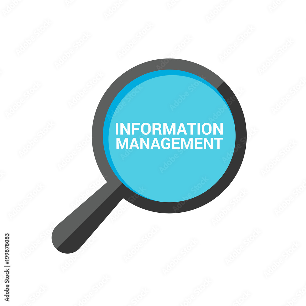 Information Concept: Magnifying Optical Glass With Words Information Management Information Concept: Magnifying Optical Glass With Words Information Management
