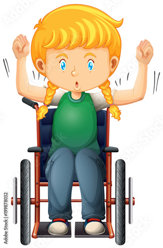 Happy girl on wheelchair