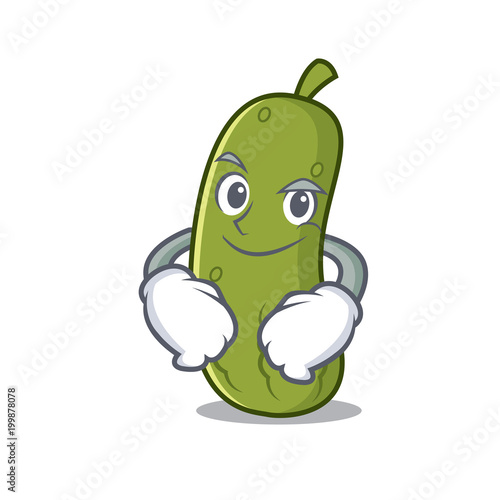 Smirking pickle character cartoon style