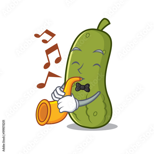 Trumpet pickle mascot cartoon style