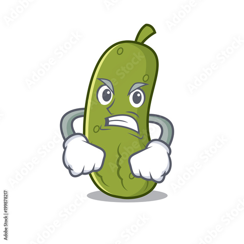 Angry pickle mascot cartoon style