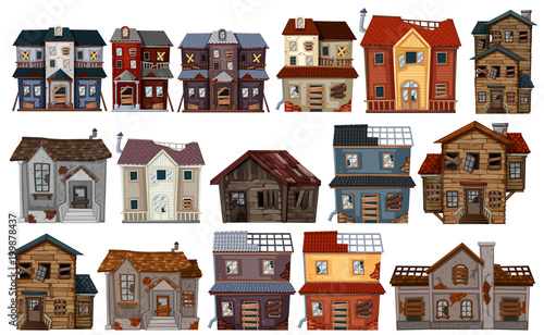 Old houses in different designs