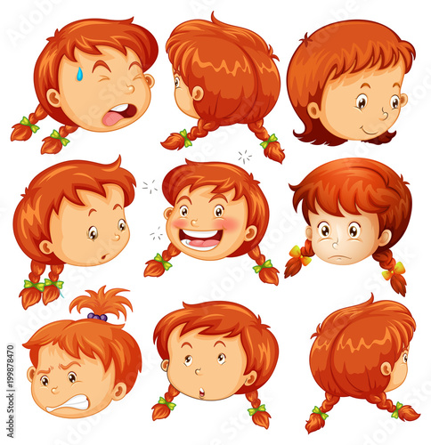 Girl with different facial expressions