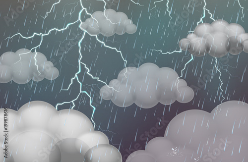 Sky scene with thunders and rain
