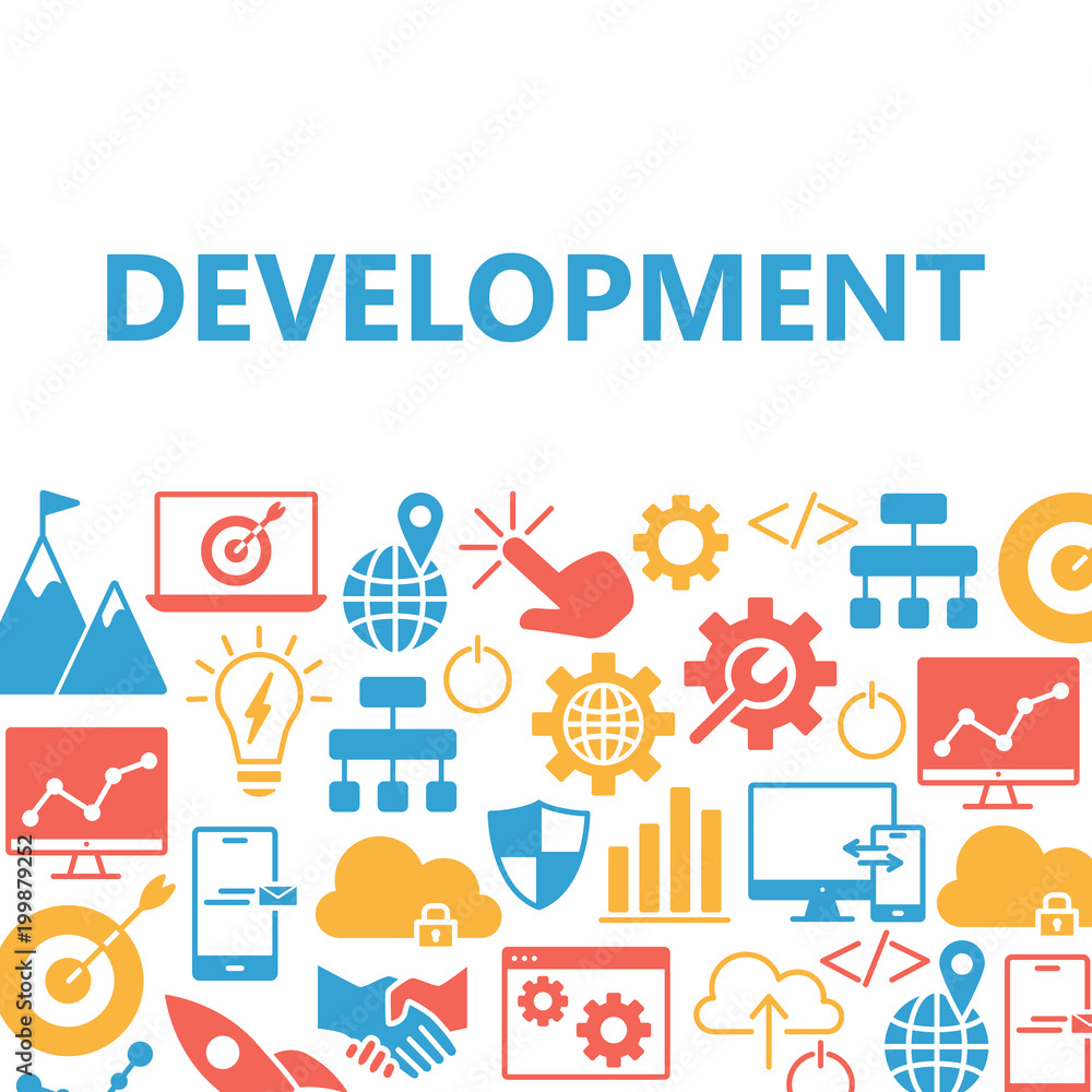 Development poster with icons set Development poster with icons set