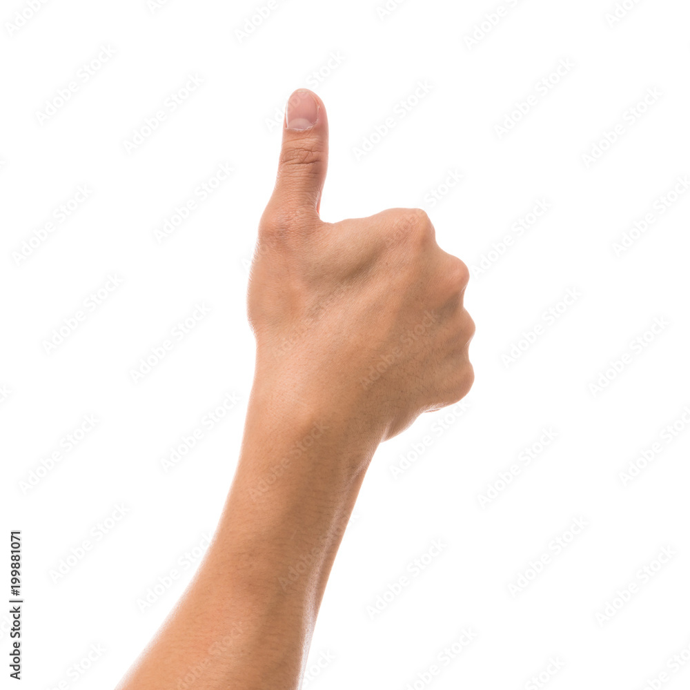 Men hand showing the multi action over white background, include clipping path Men hand showing the multi action over white background, include clipping path