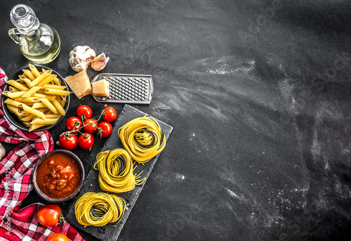 Composition of traditional Italian cuisine products photo