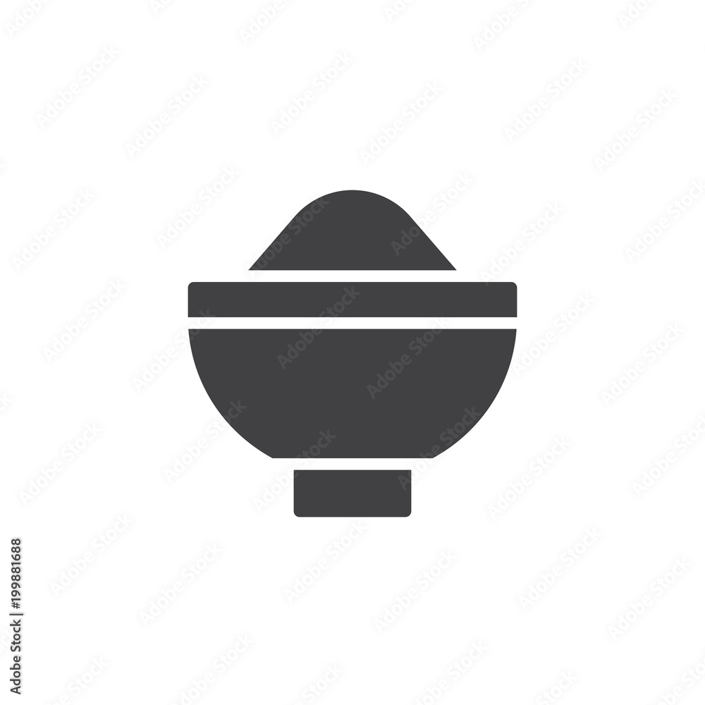 Sugar bowl vector icon. filled flat sign for mobile concept and web design. Bowl with flour simple solid icon. Symbol, logo illustration. Pixel perfect vector graphics Sugar bowl vector icon. filled flat sign for mobile concept and web design. Bowl with flour simple solid icon. Symbol, logo illustration. Pixel perfect vector graphics