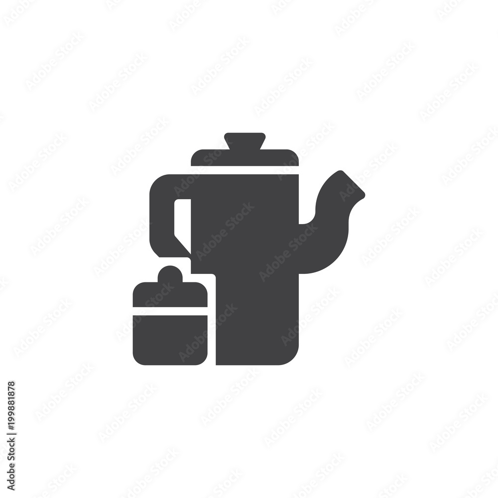 Obraz premium Tea pot and sugar bowl vector icon. filled flat sign for mobile concept and web design. teapot kettle simple solid icon. Symbol, logo illustration. Pixel perfect vector graphics