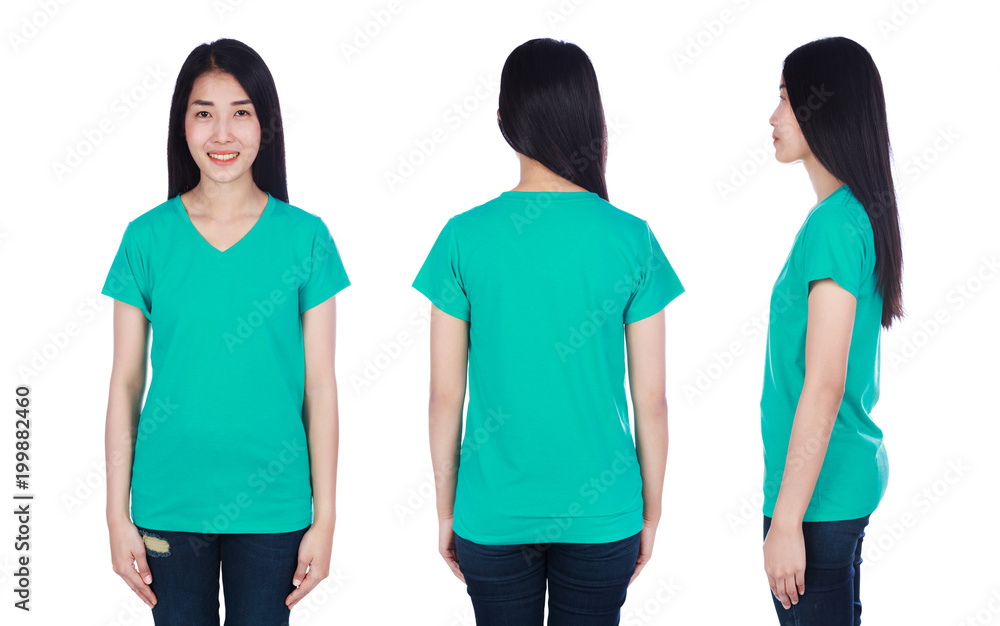 Fototapeta premium woman in t-shirt isolated on white background