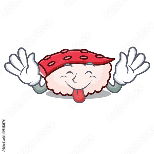 Tongue out tako sushi mascot cartoon