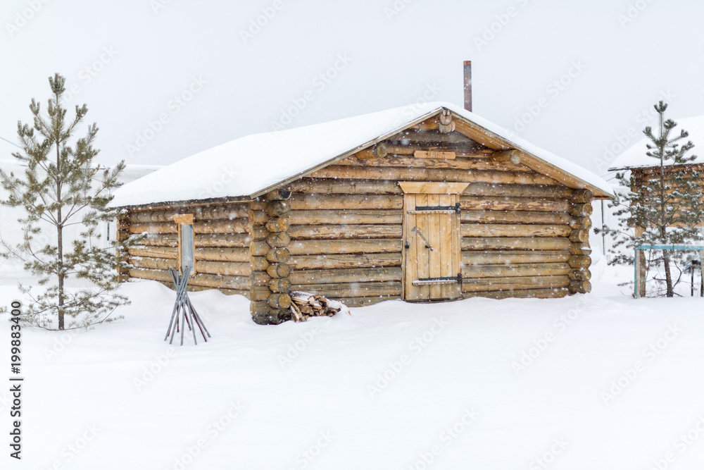 Chopped wooden hut