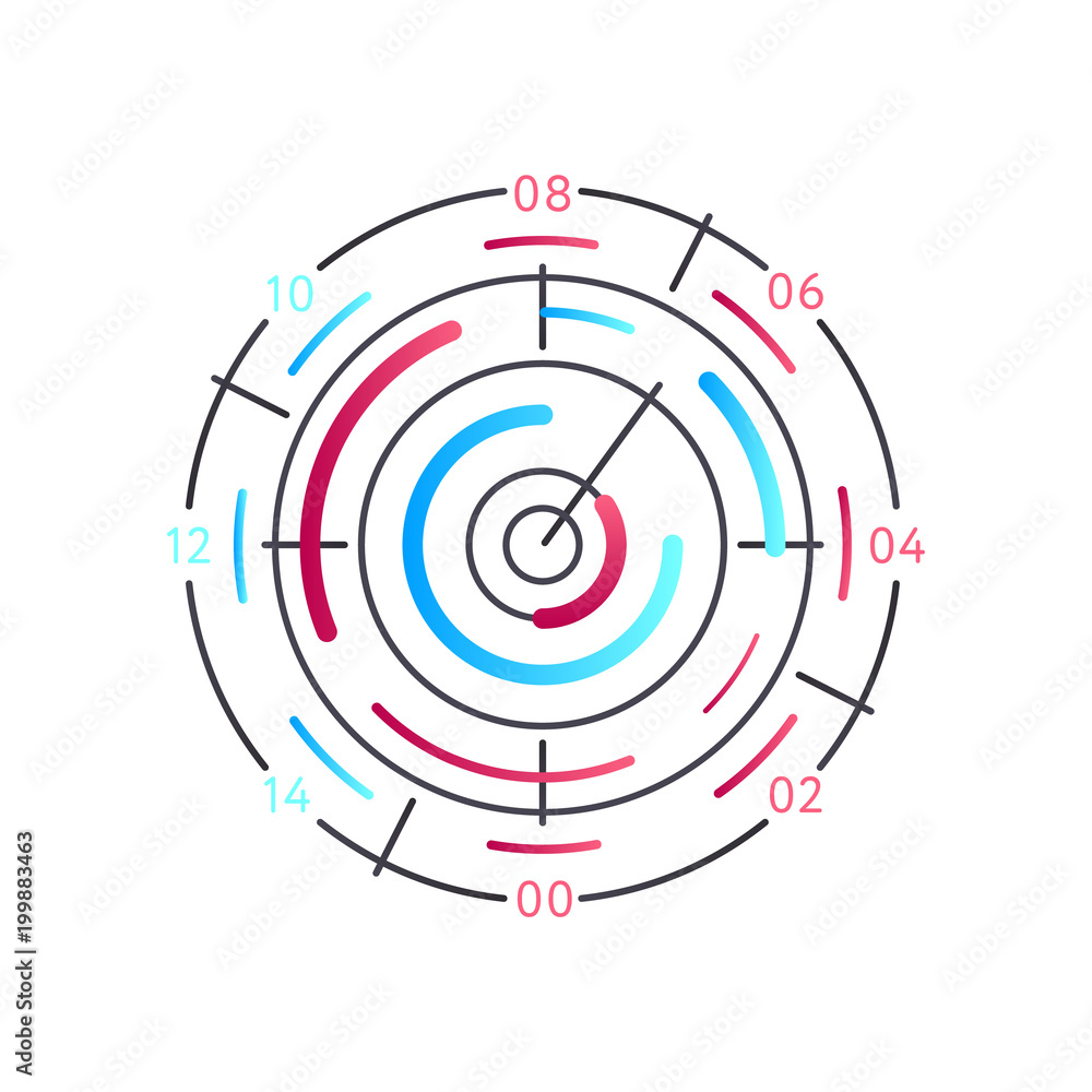 Analysis round graphic isolated on white background. Infographic element for business presentation vector illustration. Analysis round graphic isolated on white background. Infographic element for business presentation vector illustration.