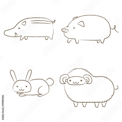 やさしい線画 動物　その4