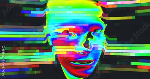 Animation of Digital Human Head on Colorful Noisy Moving Lines