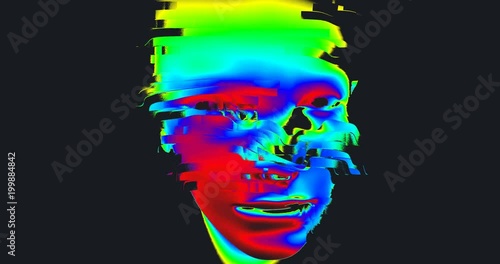 Animation of Digital Human Head on Colorful Noisy Moving Lines