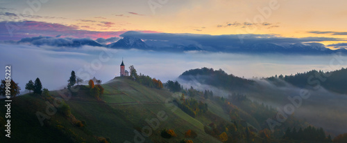 Autumn in the alps, Slovenia around the village Jamnik - panorama
