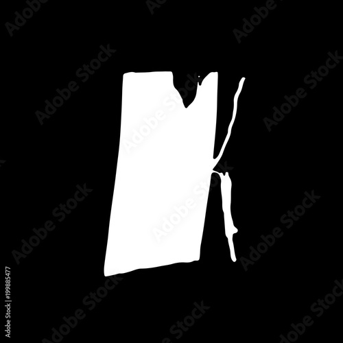 Letter K. Handwritten by dry brush. Rough strokes textured font. Vector illustration. Grunge style elegant alphabet.
