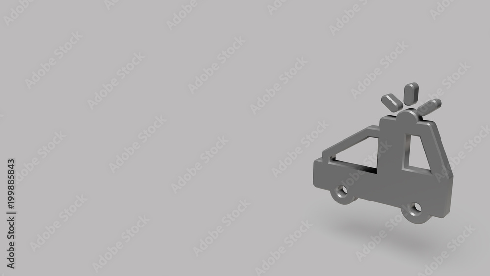 3D Icon of emergency truck isolated on a grey background. 3D Icon of emergency truck isolated on a grey background.