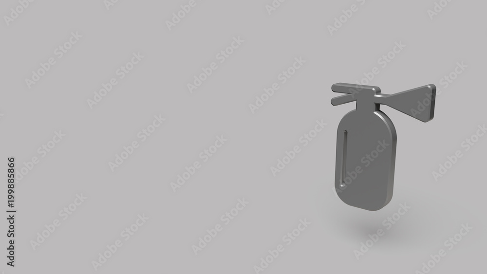 3D Icon of extinguisher isolated on a grey background.