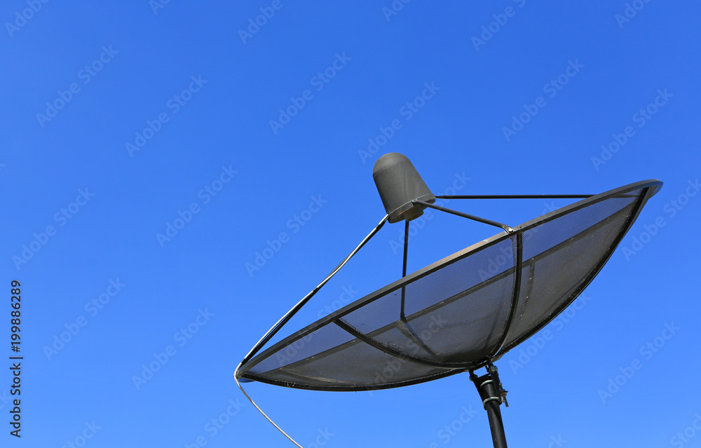 Satellite communication disk on blue sky background. Satellite communication disk on blue sky background.