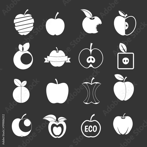 Apple icons set grey vector