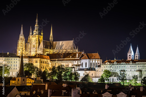 Scenic view of Cathedral of Prague at night
