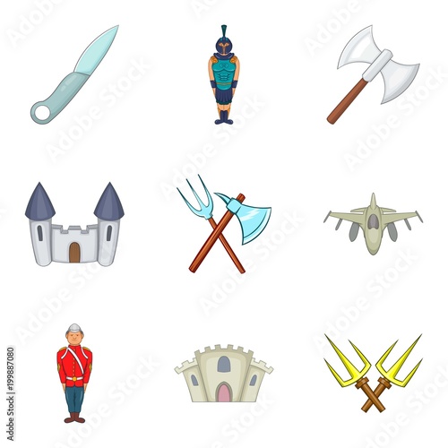 People in uniform icons set, cartoon style