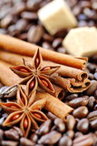 Aromatic set with coffee, anise, sugar and cinnamon