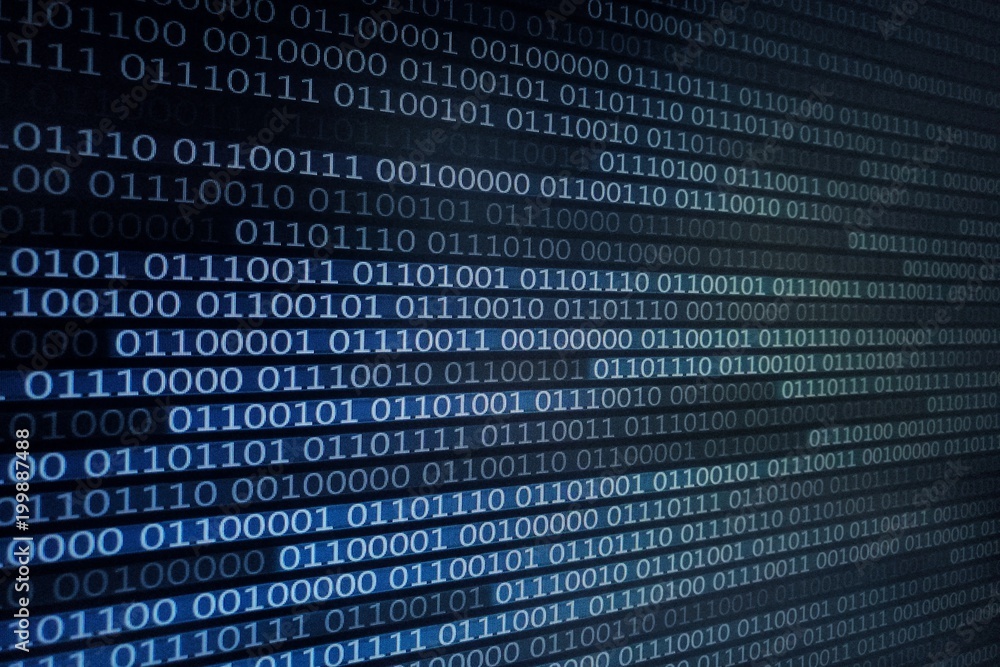 blue led display screen showing one and zero number binary code data. internet information transfers concept background for technology advancement work. blue led display screen showing one and zero number binary code data. internet information transfers concept background for technology advancement work.