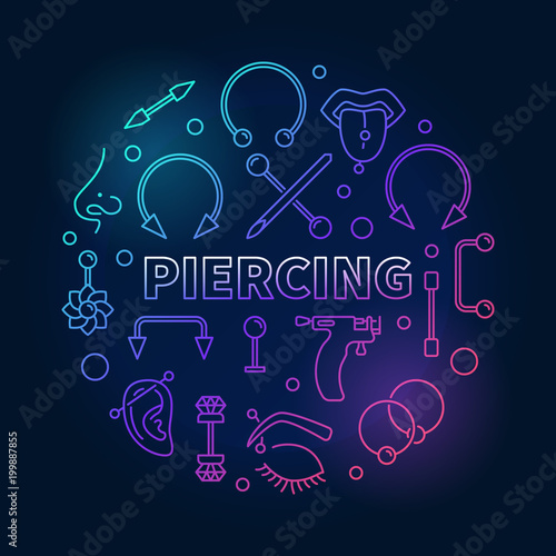 Colored piercing circular vector illustration in thin line style