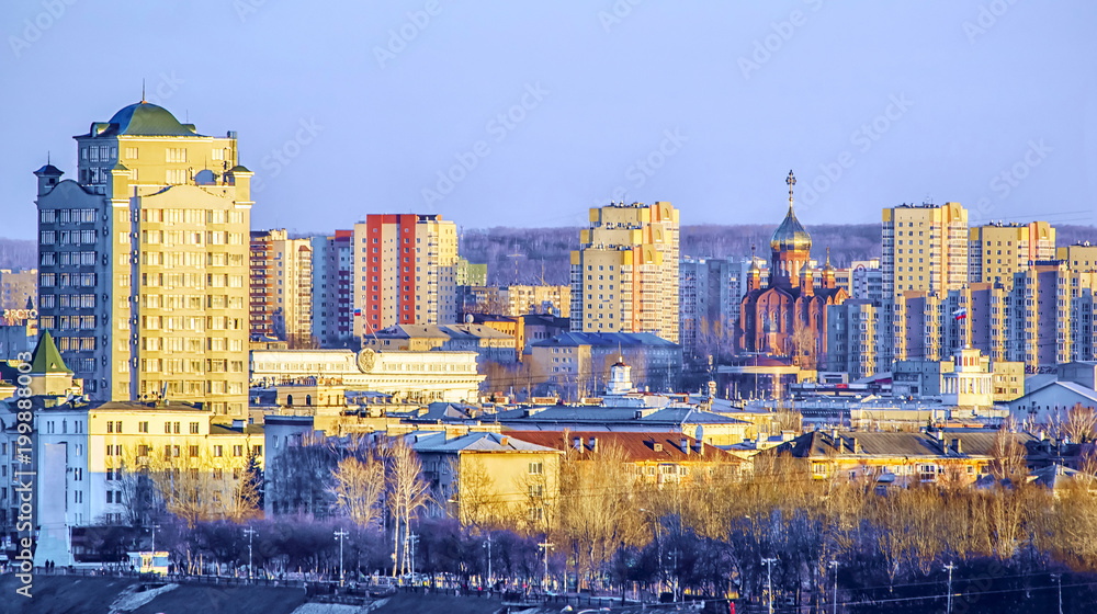 Panoramic city view of downtown Kemerovo, Siberia
