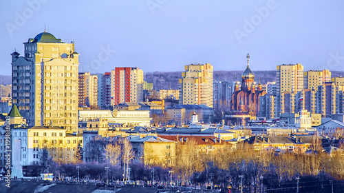 Obraz na płótnie Panoramic city view of downtown Kemerovo, Siberia w salonie