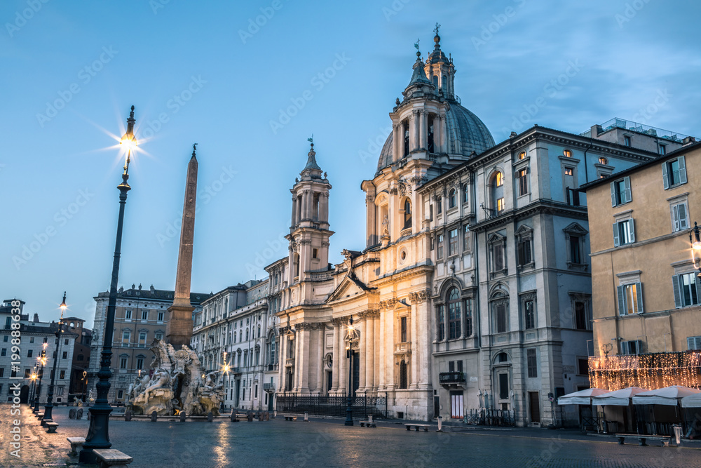 Navona square at dawn, Rome, Italy