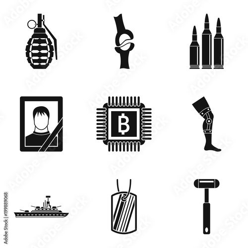 Military aid icons set, simple style
