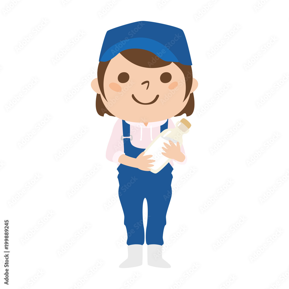 職業のイラスト 楽しく働く女性酪農家のイラスト Stock Vector Adobe Stock
