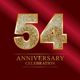 anniversary celebration logotype. 54th anniversary logo.disco numbers.