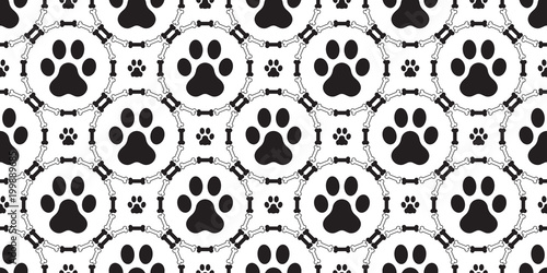 Dog Paw Seamless pattern vector isolated dog bone puppy cat repeat background wallpaper