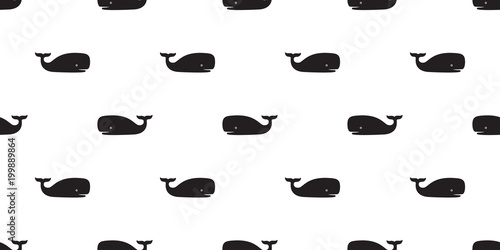 whale Seamless Pattern vector shark dolphin tail fin isolated repeat background wallpaper illustration