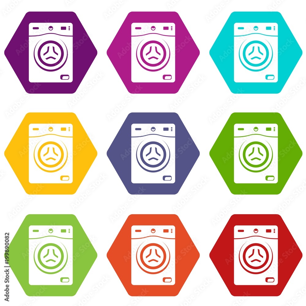 Washer icons set 9 vector Washer icons set 9 vector