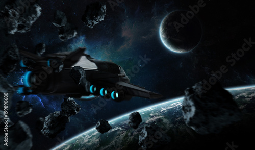 Fototapeta Naklejka Na Ścianę i Meble -  Distant planet system in space with exoplanets 3D rendering elements of this image furnished by NASA