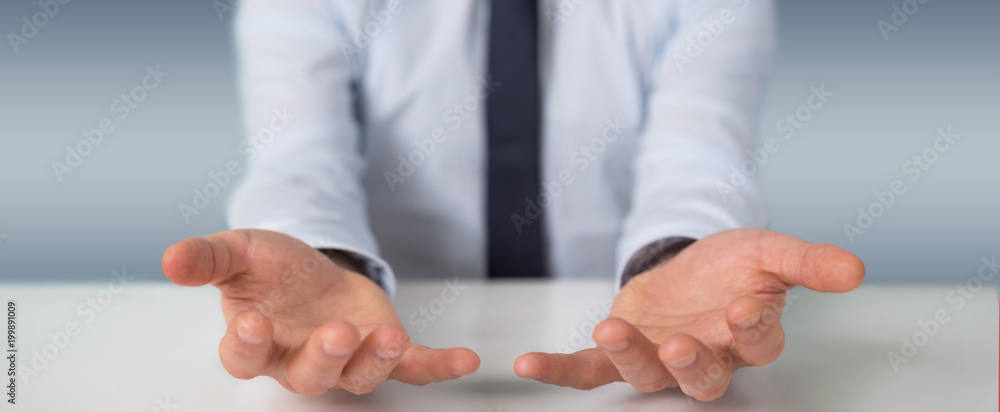 Obraz premium Businessman showing empty hands