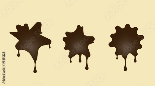 Cookies in the form of blots figure. Dark chocolate vector illustration. Collection of different sweets.