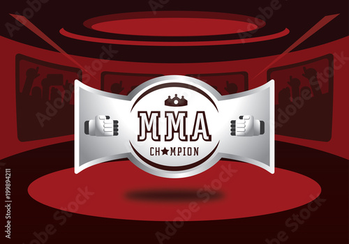 silver MMA champion badge design vector illustration