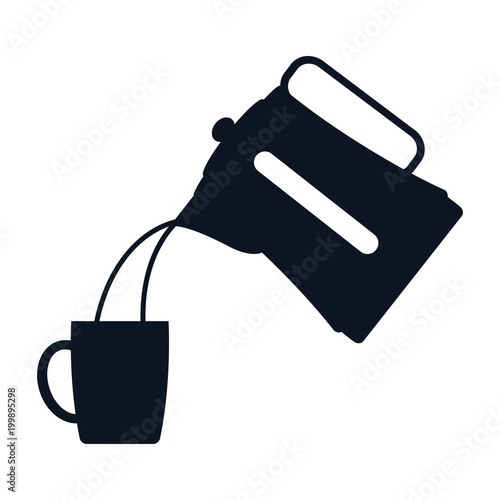 vector illustration. pouring boiling water from the kettle into the Cup.