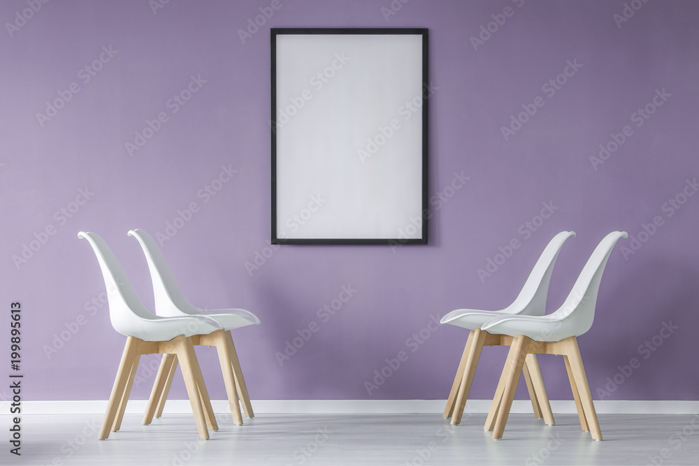 Interior with chairs, mockup poster Interior with chairs, mockup poster
