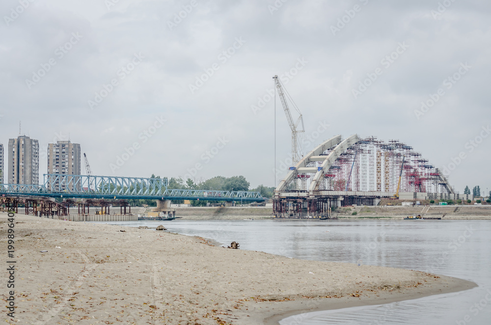 Bridge over the Danube River in construction Bridge over the Danube River in construction